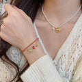 New Chinese Style Faux Pearl Zircon Horse Necklace Bracelet Jewelry Set view 3