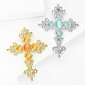 Alloy Rhinestone Cross Brooch Pin For Fashion Clothing Decoration view 3