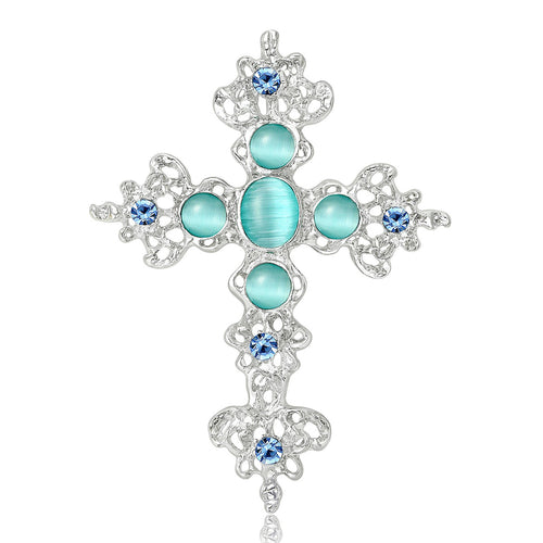 Alloy Rhinestone Cross Brooch Pin For Fashion Clothing Decoration