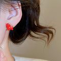Alloy Silver Needle Enamel Horse Stud Earrings, New Chinese Style Light Luxury Zodiac Jewelry view 4
