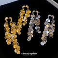 Gold Plated Copper Round Disc Tassel Drop Earrings With Silver Posts, Luxury Western Style view 1