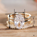 European American Shiny Metal Stack Ring Set Oval Geometric Four Prong Women's Ring view 4