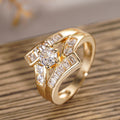 Trendy Irregular Geometric Ring For Women, Six Prong Round Zircon Inlay Statement Finger Jewelry view 3