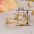 Trendy Irregular Geometric Ring For Women, Six Prong Round Zircon Inlay Statement Finger Jewelry view 4