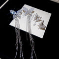 Light Luxury Copper Zircon Butterfly Tassel Clip-on Earrings For Non-Pierced Ears view 3