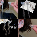 Light Luxury Copper Zircon Butterfly Tassel Clip-on Earrings For Non-Pierced Ears view 1
