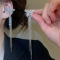 Light Luxury Copper Zircon Butterfly Tassel Clip-on Earrings For Non-Pierced Ears view 4