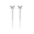 Light Luxury Copper Zircon Butterfly Tassel Clip-on Earrings For Non-Pierced Ears view 5