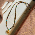 Maillard Style Tiger Eye Zircon Gourd Sweater Necklace, New Chinese Geometric Pendant view 4