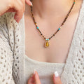 Maillard Style Tiger Eye Zircon Gourd Sweater Necklace, New Chinese Geometric Pendant view 3
