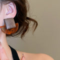 Vintage Ethnic Resin And Wood Square Stud Earrings With Silver Pins, Geometric Light Luxury Style view 3