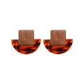 Vintage Ethnic Resin And Wood Square Stud Earrings With Silver Pins, Geometric Light Luxury Style view 5