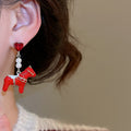 Chic Alloy Horse Stud Earrings With Pearl Enamel And Rhinestone New Chinese Retro Style view 3
