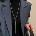 Korean Minimalist Copper Geometric Tassel Sweater Necklace For Women Light Luxury Choker view 1