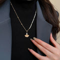 Gold Plated Zircon Ginkgo Leaf Faux Pearl Necklace Elegant Light Luxury Collarbone Chain view 3