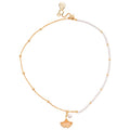 Gold Plated Zircon Ginkgo Leaf Faux Pearl Necklace Elegant Light Luxury Collarbone Chain view 5
