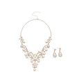 French Light Luxury Teardrop Faux Pearl Rhinestone Stud Earrings Necklace Jewelry Set view 5