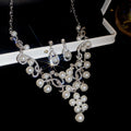French Light Luxury Teardrop Faux Pearl Rhinestone Stud Earrings Necklace Jewelry Set view 2