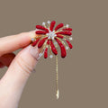 Alloy Rhinestone Enamel Firework Flower Tassel Brooch, Vintage Elegant Women's Clothing Pin view 3