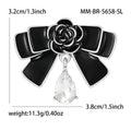 Vintage Alloy Rhinestone Hollow Bow Brooch For Women's Clothing view 5