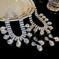 Light Luxury Iron Rhinestone Teardrop Tassel Earrings And Necklace Jewelry Set For Women view 1
