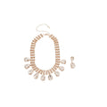 Light Luxury Iron Rhinestone Teardrop Tassel Earrings And Necklace Jewelry Set For Women view 5