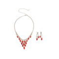 Old Money Iron Waterdrop Rhinestone Oval Tassel Earrings Necklace Jewelry Set view 5