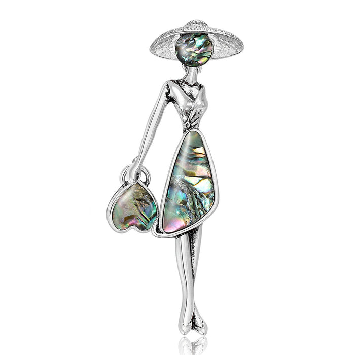 Alloy Abalone Shell Lady Brooch Fashion Lapel Pin For Coats