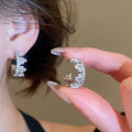 Light Luxury Copper Zircon C-Shaped Irregular Geometric Drop Earrings view 4