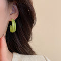 Minimalist Acrylic C Shape Stud Earring Jewelry Set With Silver Posts Geometric Round Design view 4