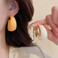 Minimalist Acrylic C Shape Stud Earring Jewelry Set With Silver Posts Geometric Round Design view 2