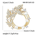 Alloy Enamel Rhinestone Bow Brooch With Pearl Wreath Accent view 4