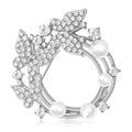 Alloy Enamel Rhinestone Bow Brooch With Pearl Wreath Accent view 2