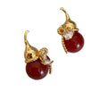 Gold Plated Zircon Acrylic Gourd Stud Earrings New Chinese Style Light Luxury Jewelry view 5