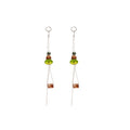Ethnic Vintage Resin Round Asymmetric Tassel Drop Earrings With Geometric Ear Cuff Design view 5