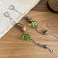 Ethnic Vintage Resin Round Asymmetric Tassel Drop Earrings With Geometric Ear Cuff Design view 4