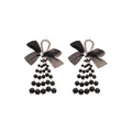Chic Rhinestone Bow Faux Pearl Stud Earrings With Silver Needle Posts For Women view 5