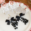 Chic Rhinestone Bow Faux Pearl Stud Earrings With Silver Needle Posts For Women view 4