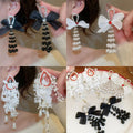Chic Rhinestone Bow Faux Pearl Stud Earrings With Silver Needle Posts For Women view 1