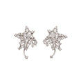Copper Zircon Flower And Star Stud Earrings, Light Luxury Minimalist Fashion Ear Jewelry view 5