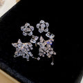 Copper Zircon Flower And Star Stud Earrings, Light Luxury Minimalist Fashion Ear Jewelry view 3