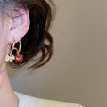 Gold Plated Copper Zircon Enamel Heart Puppy Stud Earrings Chic Vintage Light Luxury Jewelry view 3