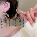 Enamel Snake Crystal Tassel Drop Earrings Ethnic Vintage Light Luxury Ear Hook Jewelry view 1