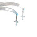 Sparkling Zircon Cross Pendant Copper Drop Earrings Minimalist Light Luxury Commuter Style view 5