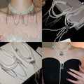 Light Luxury Geometric Chain Faux Pearl Tassel Choker Necklace For Women view 1