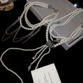 Light Luxury Geometric Chain Faux Pearl Tassel Choker Necklace For Women view 2