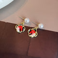 Elegant Pearl Stud Red Enamel Horse Pendant Alloy Rhinestone Light Luxury Vintage Women Earrings view 4