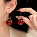 Chic Resin Apple Bow Zircon Ear Hook Earrings For Daily Light Luxury Style view 2