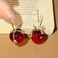 Chic Resin Apple Bow Zircon Ear Hook Earrings For Daily Light Luxury Style view 3