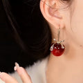 Chic Resin Apple Bow Zircon Ear Hook Earrings For Daily Light Luxury Style view 4